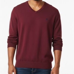 Polo Ralph Lauren Pima Cotton V-Neck Sweater - Burgundy - Size Large